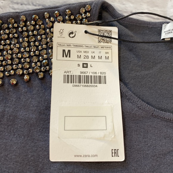 Zara Gray Studded Shoulder Top - Picture 5 of 13